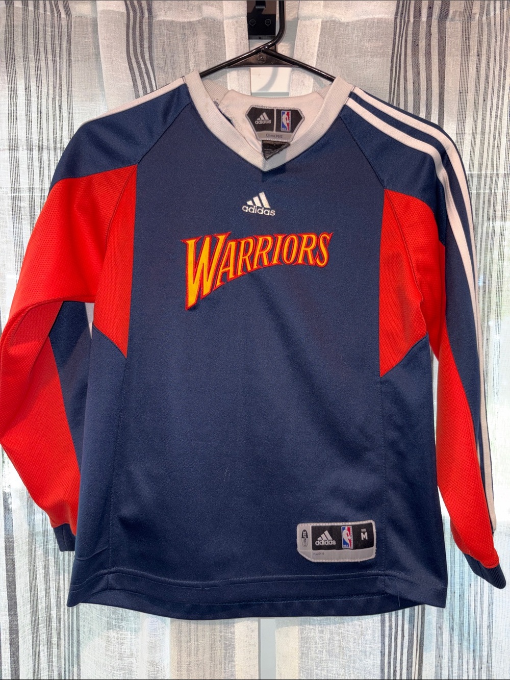 Vintage *RARE* Adidas Warriors Shooting Jersey Kids Long-Sleeve